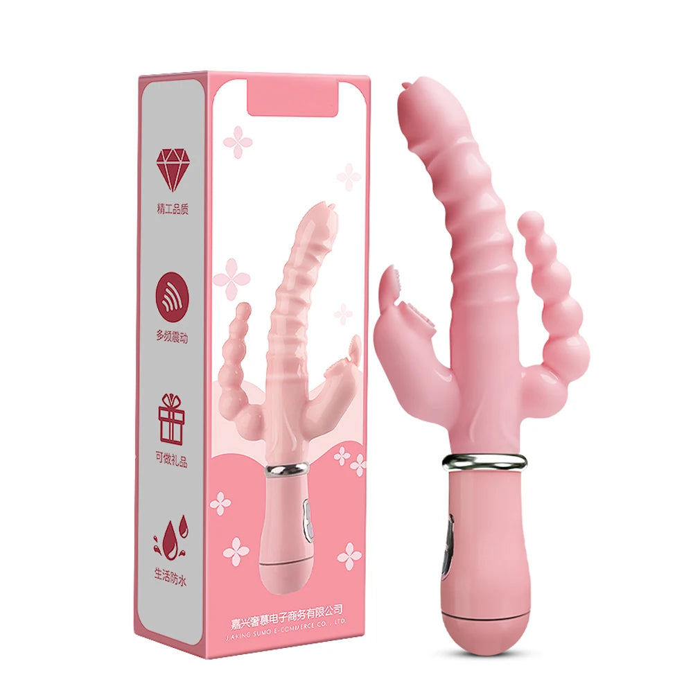 3 In 1 Dildo Vibrator Tongue Licking