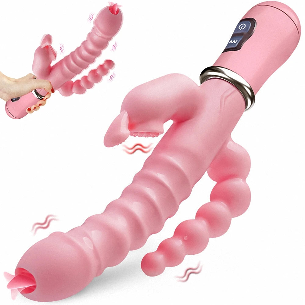 3 In 1 Dildo Vibrator Tongue Licking