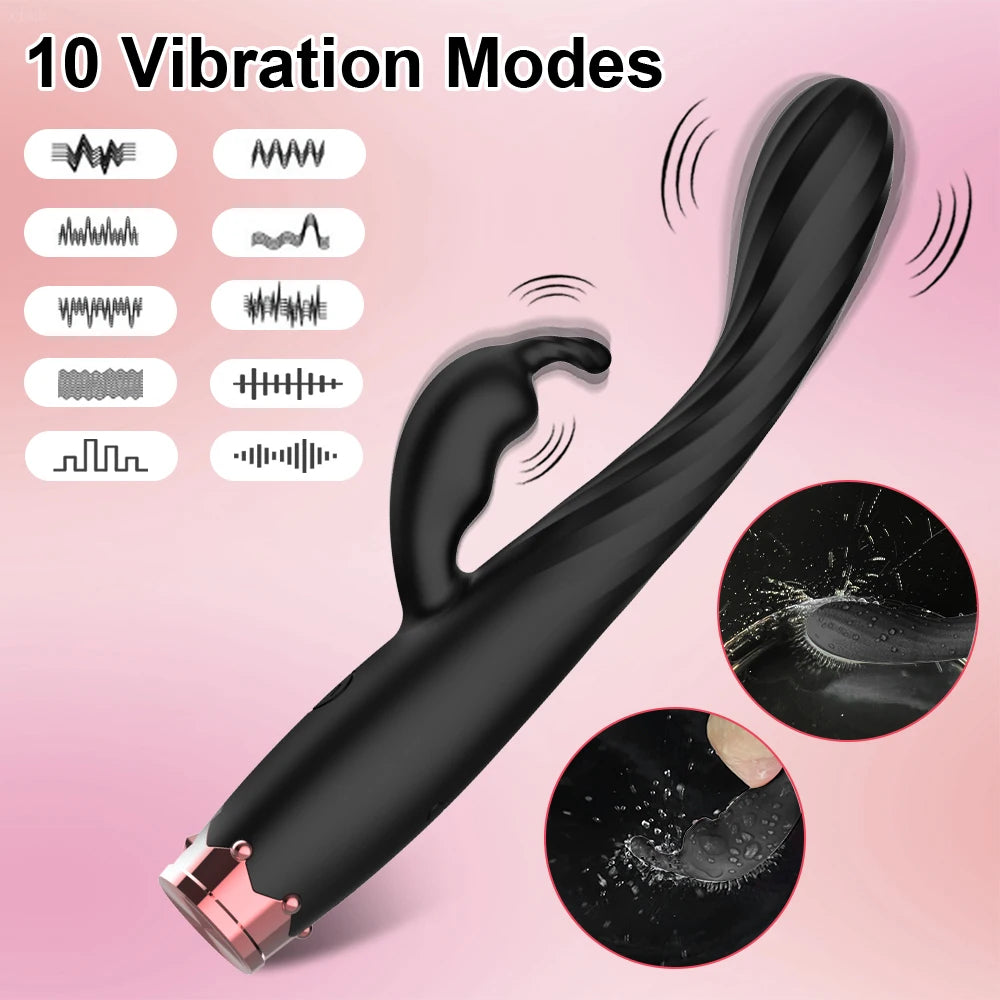 2 In 1 Dildo Vibrator Ten Modes