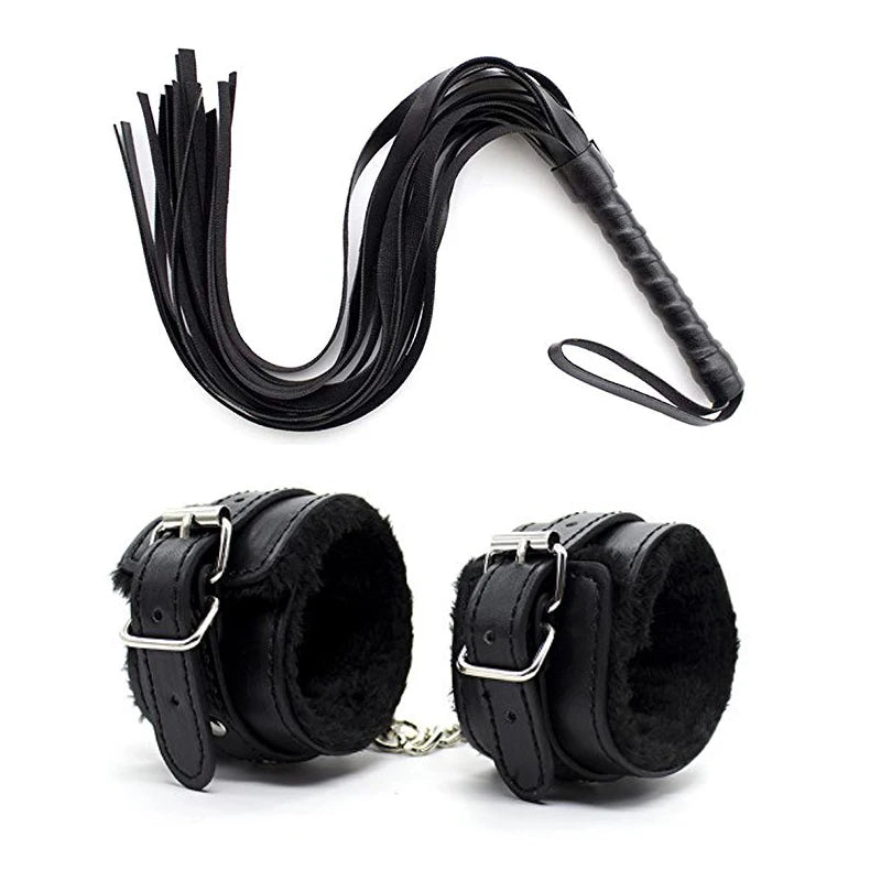 Hand Cuffs & Ankle Cuffs with Whip